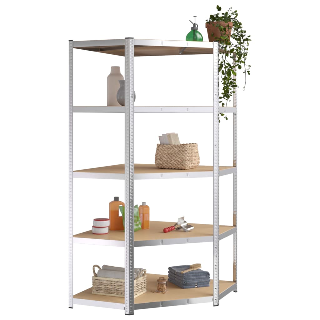 5-Layer Heavy-Duty Shelves 3 Pcs Steel&Engineered Wood