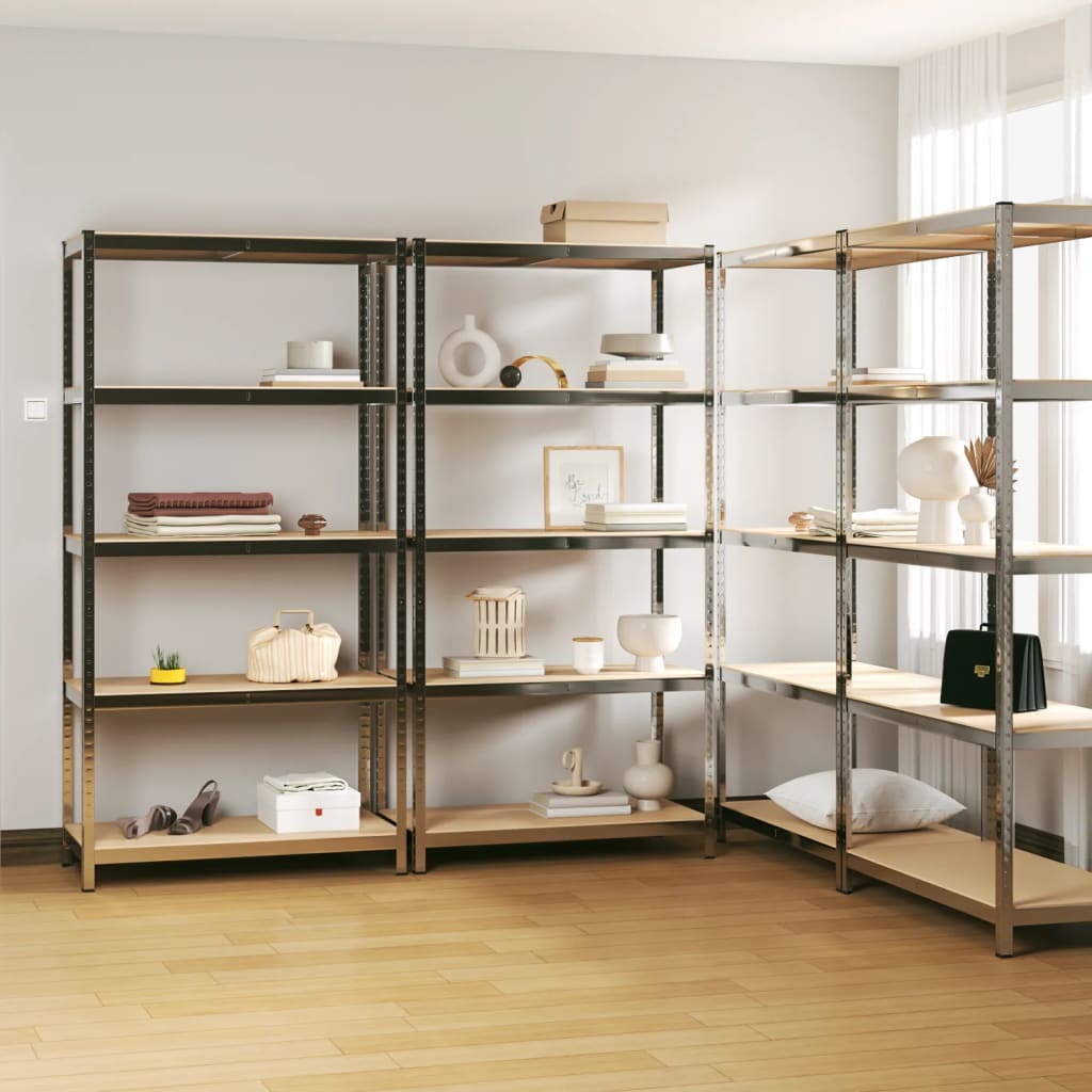 5-Layer Shelves 4 Pcs Steel&Engineered Wood 4
