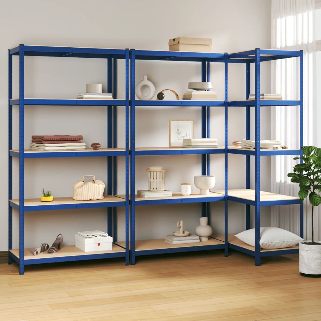 5-Layer Shelves 3 Pcs Steel&Engineered Wood 3
