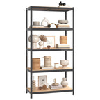 5-Layer Shelves 4 Pcs Steel&Engineered Wood Anthracite