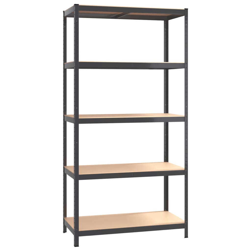 5-Layer Shelves 4 Pcs Steel&Engineered Wood Anthracite