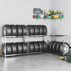 2-Layer Tire Racks 3 Pcs Silver Steel