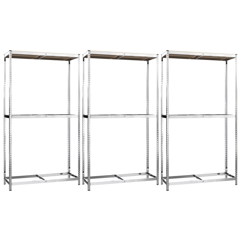 2-Layer Tire Racks 3 Pcs Silver Steel