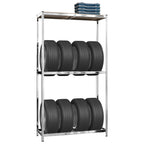 2-Layer Tire Racks 3 Pcs Silver Steel