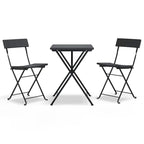 3 Piece Folding Bistro Set Black Poly Rattan