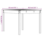 Garden Table 121x82.5x76 cm Solid Wood Pine