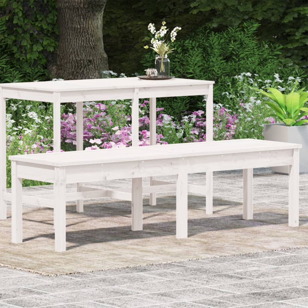 2-Seater Garden Bench White 159.5x44x45 cm Solid Wood Pine