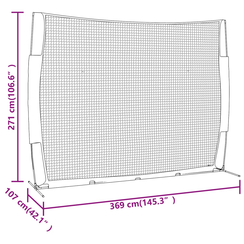 Portable Baseball Net Red&Black 369x107x271 cm Steel&Polyester