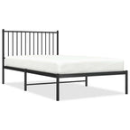 Metal Bed Frame without Mattress with Headboard Black 100x190cm