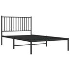 Metal Bed Frame without Mattress with Headboard Black 100x190cm