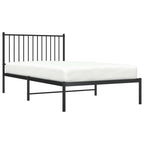 Metal Bed Frame without Mattress with Headboard Black 100x190cm