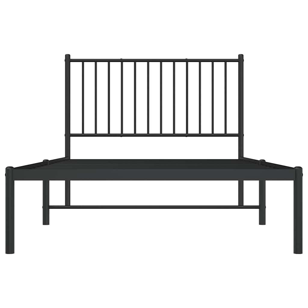 Metal Bed Frame without Mattress with Headboard Black 100x190cm
