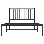 Metal Bed Frame without Mattress with Headboard Black 100x190cm