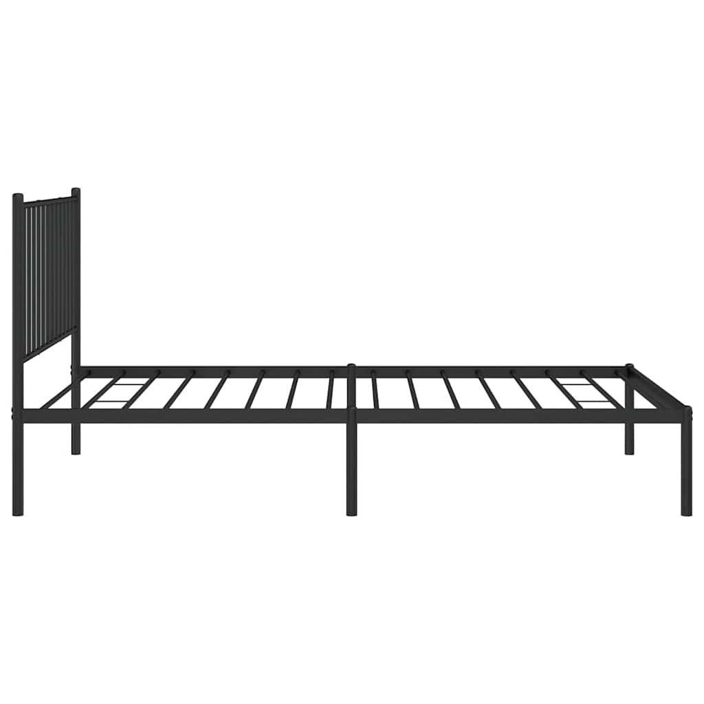 Metal Bed Frame without Mattress with Headboard Black 100x190cm
