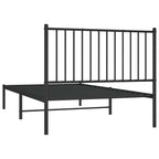 Metal Bed Frame without Mattress with Headboard Black 100x190cm