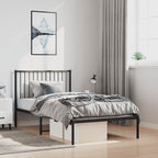 Metal Bed Frame without Mattress with Headboard Black 100x190cm