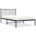 Metal Bed Frame without Mattress with Headboard Black 107x203cm