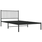 Metal Bed Frame without Mattress with Headboard Black 107x203cm