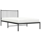 Metal Bed Frame without Mattress with Headboard Black 107x203cm