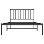 Metal Bed Frame without Mattress with Headboard Black 107x203cm