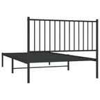 Metal Bed Frame without Mattress with Headboard Black 107x203cm