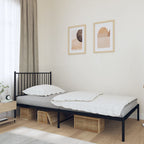 Metal Bed Frame without Mattress with Headboard Black 107x203cm