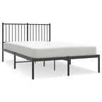 Metal Bed Frame without Mattress with Headboard Black 120x190cm