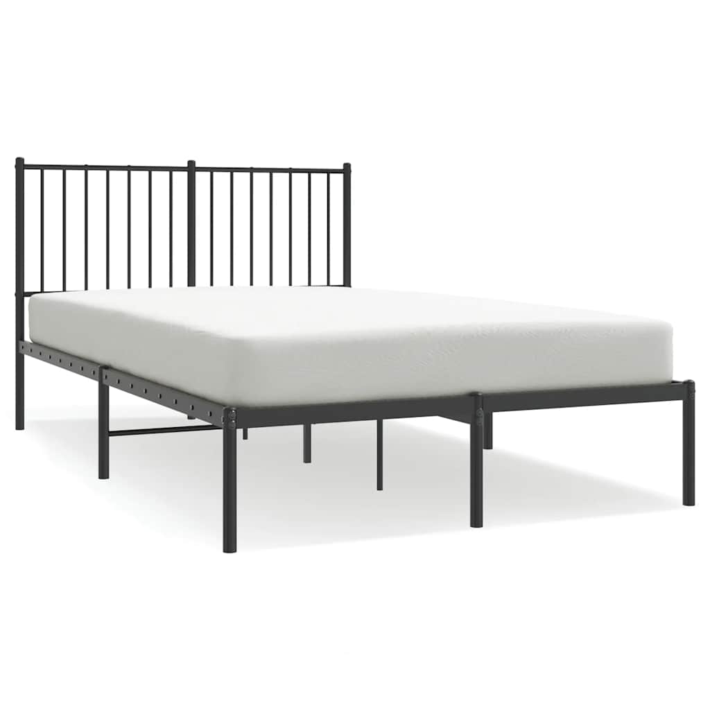 Metal Bed Frame without Mattress with Headboard Black 120x190cm