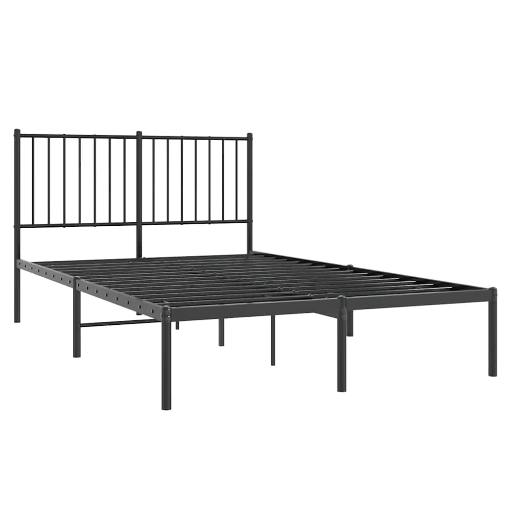 Metal Bed Frame without Mattress with Headboard Black 120x190cm
