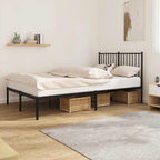 Metal Bed Frame without Mattress with Headboard Black 120x190cm