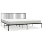 Metal Bed Frame without Mattress with Headboard Black 193x203cm