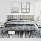 Metal Bed Frame without Mattress with Headboard Black 193x203cm