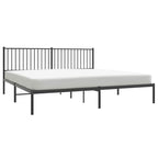 Metal Bed Frame without Mattress with Headboard Black 193x203cm