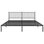 Metal Bed Frame without Mattress with Headboard Black 193x203cm
