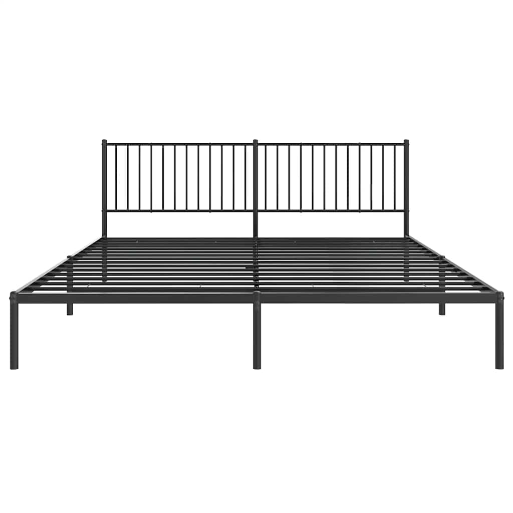 Metal Bed Frame without Mattress with Headboard Black 193x203cm