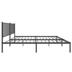 Metal Bed Frame without Mattress with Headboard Black 193x203cm