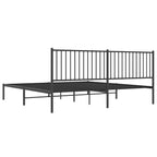 Metal Bed Frame without Mattress with Headboard Black 193x203cm