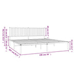 Metal Bed Frame without Mattress with Headboard Black 193x203cm
