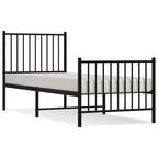 Metal Bed Frame without Mattress with Footboard Black 75x190cm