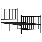 Metal Bed Frame without Mattress with Footboard Black 75x190cm