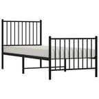 Metal Bed Frame without Mattress with Footboard Black 75x190cm