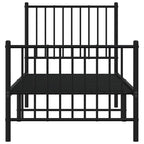 Metal Bed Frame without Mattress with Footboard Black 75x190cm