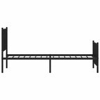 Metal Bed Frame without Mattress with Footboard Black 75x190cm