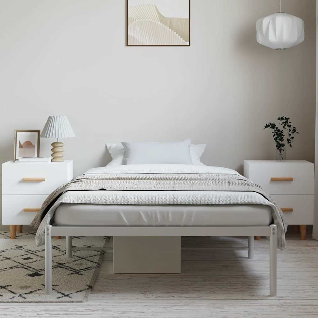 Metal Bed Frame without Mattress White 100x190cm