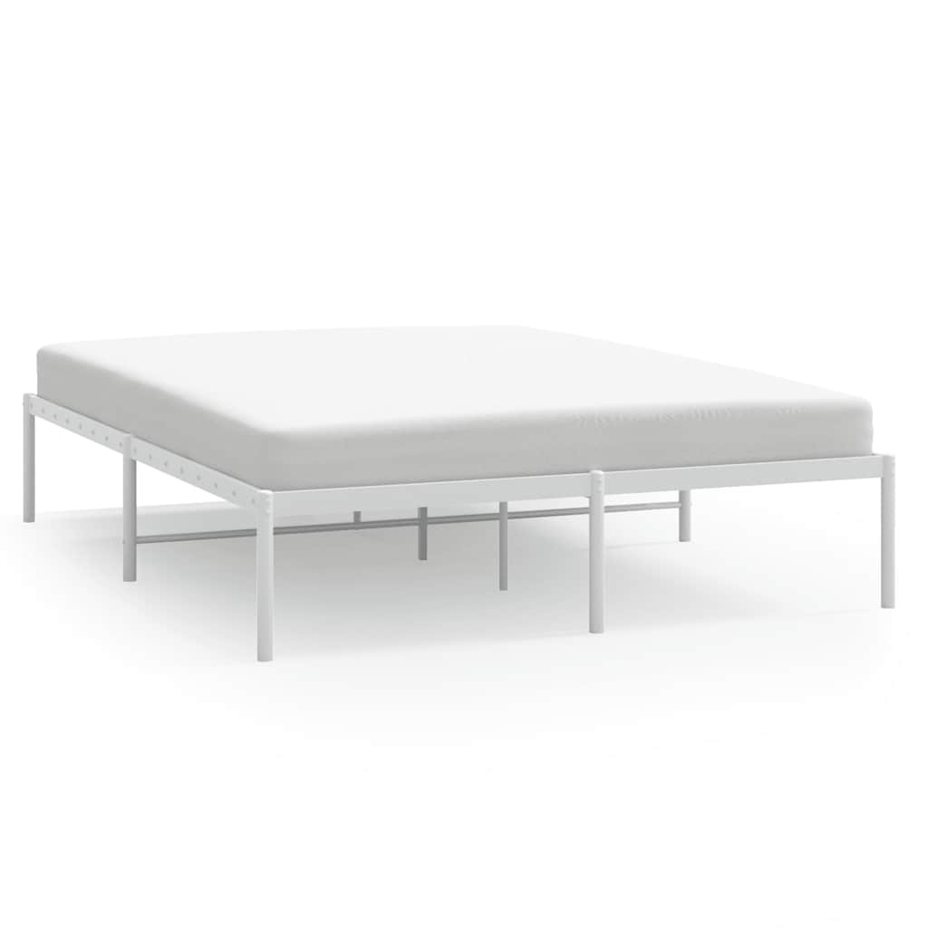 Metal Bed Frame without Mattress White 140x190cm