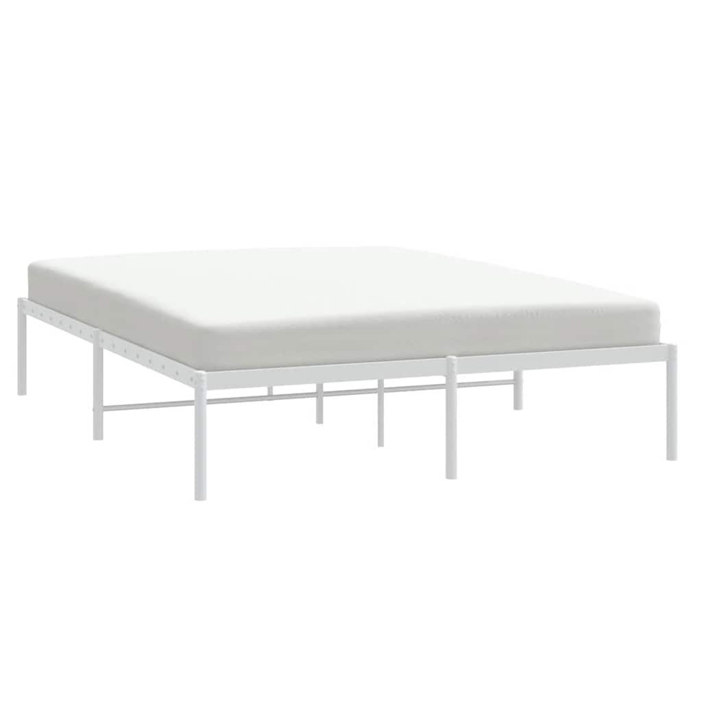 Metal Bed Frame without Mattress White 140x190cm