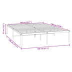 Metal Bed Frame without Mattress White 140x190cm