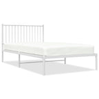 Metal Bed Frame without Mattress with Headboard White 107x203cm