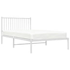 Metal Bed Frame without Mattress with Headboard White 107x203cm