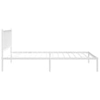 Metal Bed Frame without Mattress with Headboard White 107x203cm